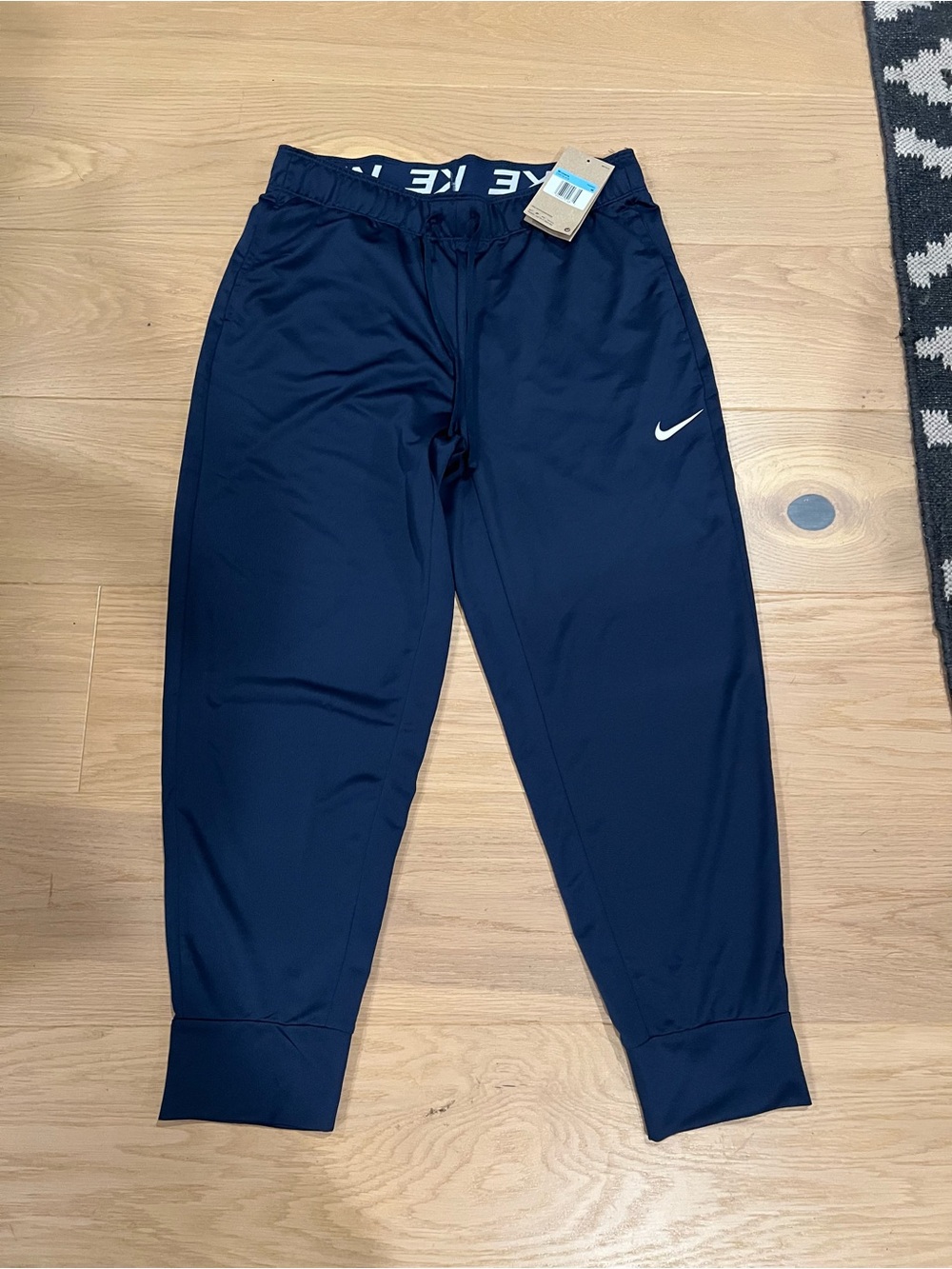 Nike womens Navy Athletic Jogger Pants with White Swoosh